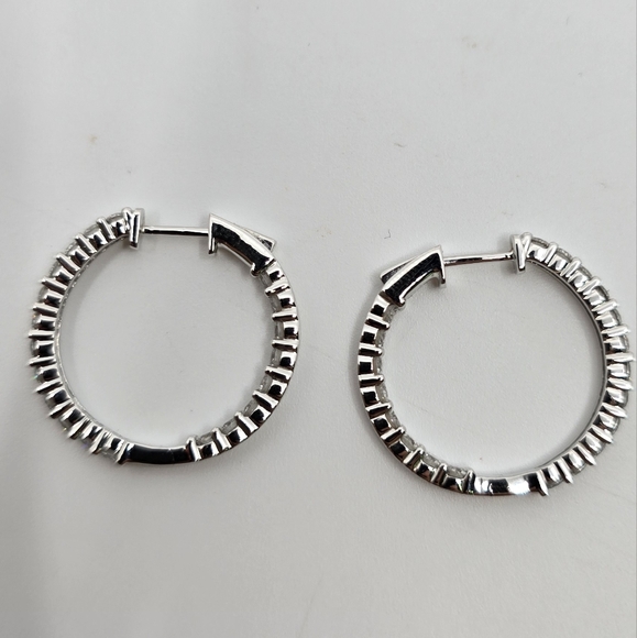 Grown Brilliance 14kt White Gold 2cts Lab Grown Diamond Hoops - Picture 7 of 15